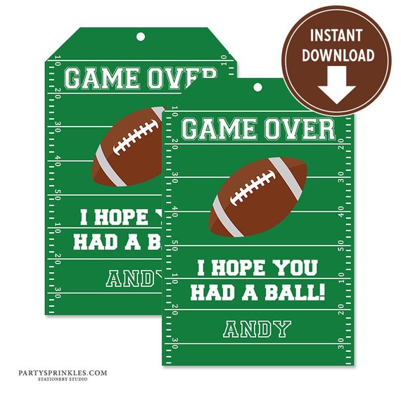 football sports thank you note tags for favor boxes amp bags football thank you notes