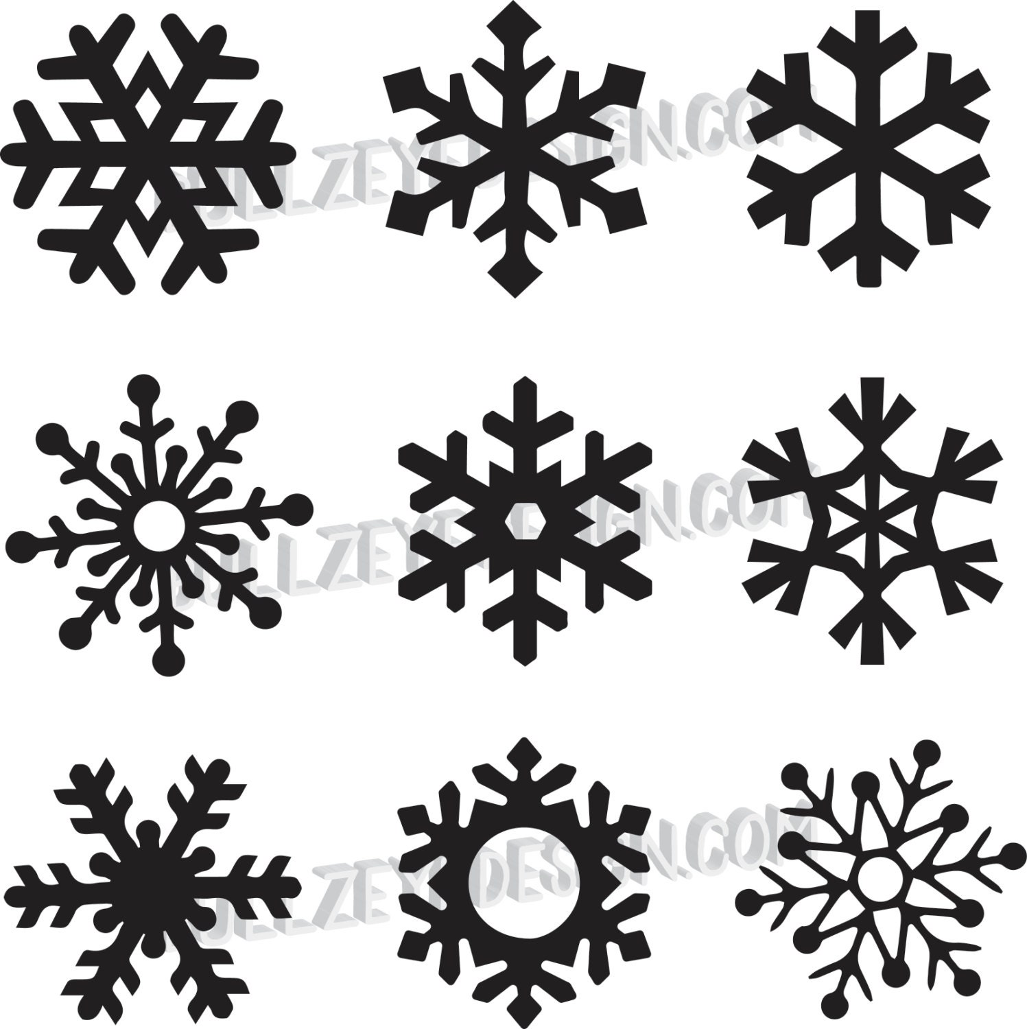 9 unique Snowflakes Vector Snowflakes EPS Snowflakes svg