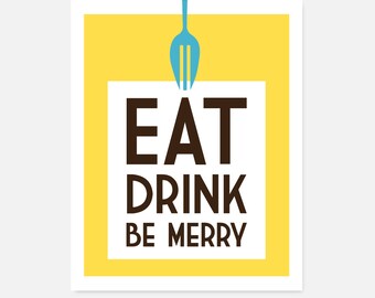 Eat, Drink, Be Merry kitchen art download, 8.5 x 11