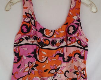 60's mod print top