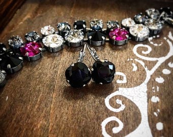 Swarovski Crystal Drop Earrings in Jet