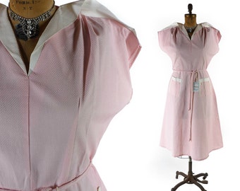 Vintage 50s Dress // 1950s Dress // 50s Plus Size Dress // Pink 50s Dress // NOS Never Worn Dress - sz XL - 36-37 Waist