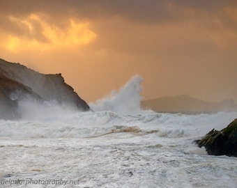 The sleeping giant in a stormy sunset