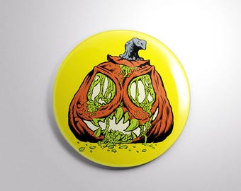 ROTTING JACK O' LANTERN 2.25" button Bill Hauser Art