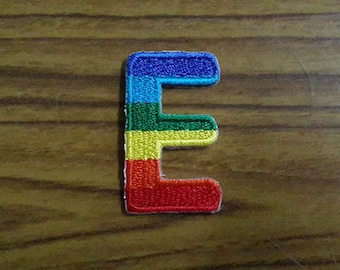 Rainbow Alphabet Letter E Applique Embroidered Iron on Patch