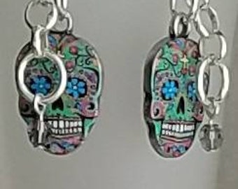 Dia De Los Muertos, day of the dead, sugar skulls earrings