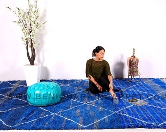 Large Blue Beni ourain Moroccan rug 8.1ft x 12.8ft Moroccan Berber Vintage Rug BENI OURAIN 100% wool Tapis Berber Berber Teppish Azilal rug