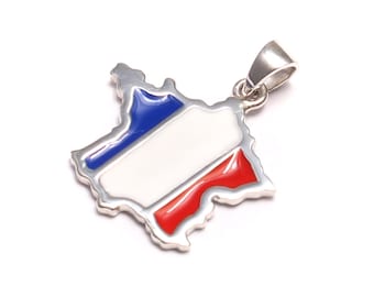 Football World Cup pendant from 925 sterling silver: France