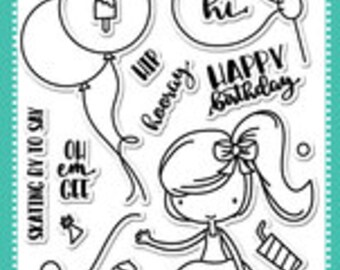 Avery Elle Clear Photopolymer Rubber Stamp Set - skating by