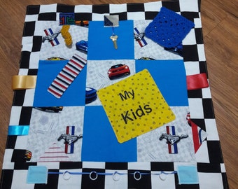 Fidget Quilt for Alzheimer Patients, Gift for Grandparent, Wheelchair Activity, Rehab Tool, Father's Day Gift,