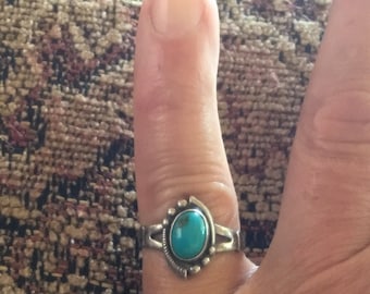 Fred Harvey Era RING Sterling & Turquoise size 6