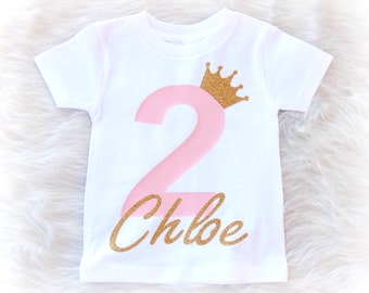 Princess Second Birthday Shirt - second birthday shirt - 2nd birthday shirt - pink and gold birthday shirt - personalized toddler shirt