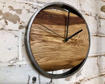 Industrial clock / Industrial wall clock / Oak clock / Wall clock / Industrial wooden clock / Wooden clock / Handmade clock