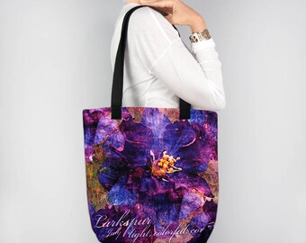 Birthday Blossoms July Birth Month Flower Larkspur Tote Bag