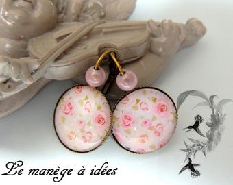 Earrings / Stud Earrings/Cabochon/Metal Bronze, romance, romantic.