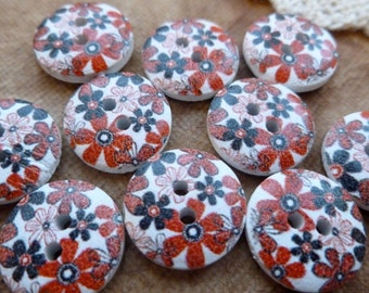 10x Wooden Button 15mm Button, Sewing, Dress Making Buttons Scrapbooking BT02
