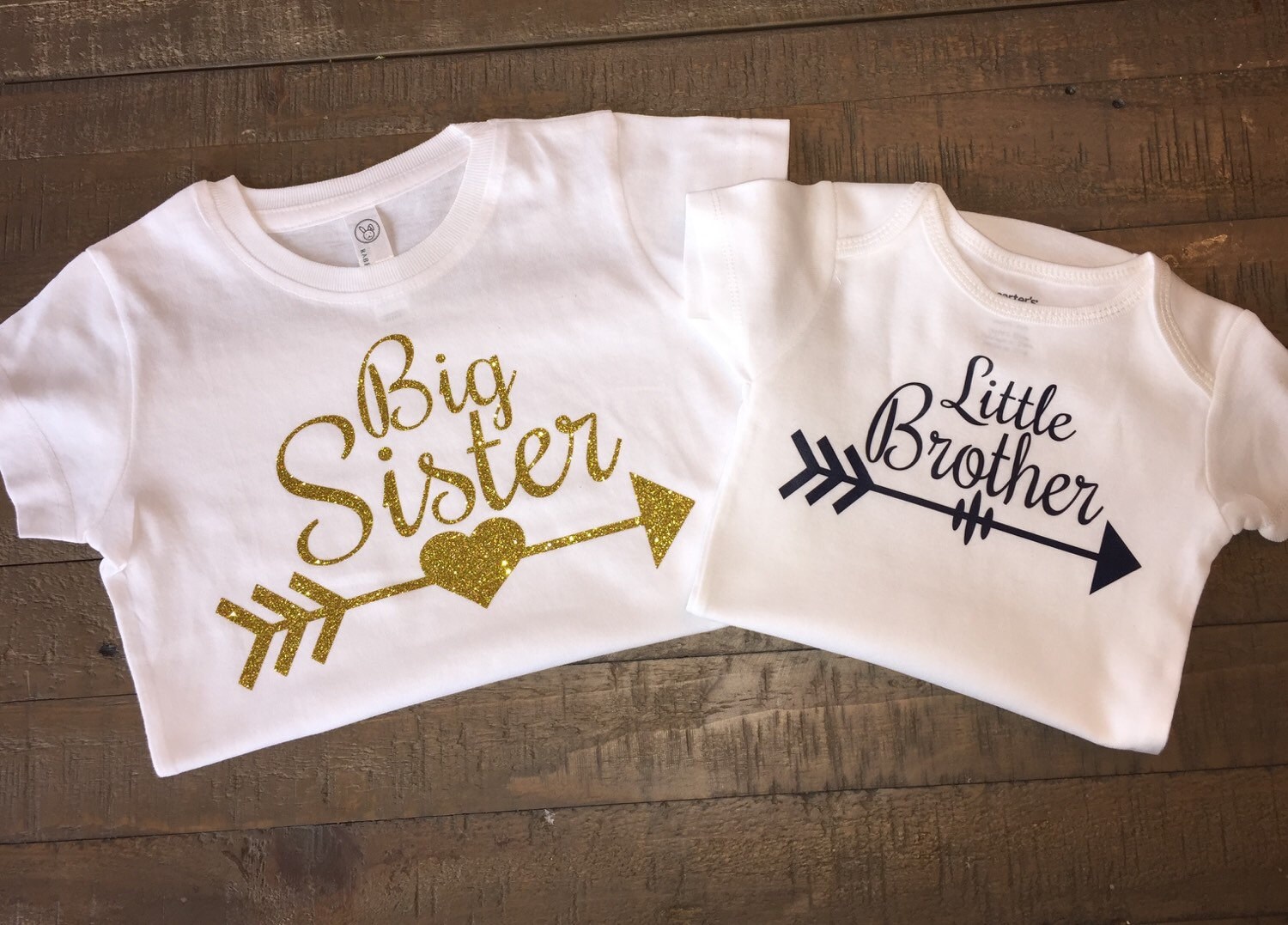 Personalized Big Sister Little Brother Arrow Shirt Set