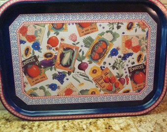 Vintage Metal Garden Motif Tray - Nobel Hall - Great Vintage Condition!!