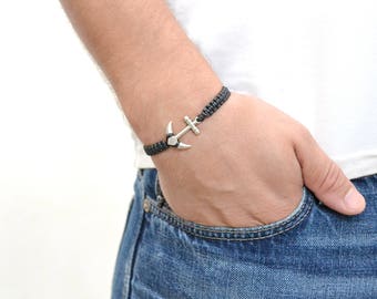 Anchor bracelet Men bracelet Nautical bracelet Rope bracelet Cord bracelet Boyfriend bracelet Gift for boyfriend Mens string bracelet