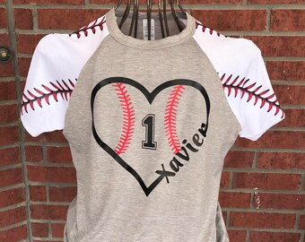 Personalized Baseball Heart Shirt, Raglan Baseball Heart Shirt, Raglan Baseball Mom Shirt, Personalized Baseball Shirt, Softball Mama