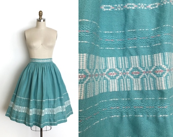 vintage 1950s skirt | 50s woven cotton skirt