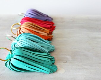 Pompom Suede Leather Tassel Keychain, Pompom Keychains, Wholesale Tassels