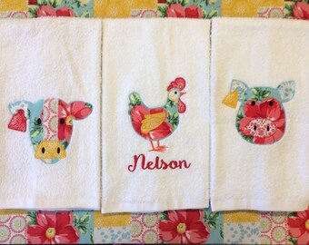 Farm Kitchen Towels- chickens, cows, pigs, made to match, farmhouse, country