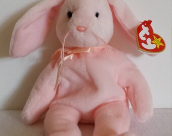 Rara Vintage Hoppity TY Beanie Baby con errores, Vintage juguete de conejo, Hoppity conejo Beanie Baby, retirado Beanie Baby, raro Error Beanie Baby