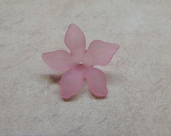 Acrylic Lucite Flower Bead - 5 petal flower - Matte Pink (pack of 10)