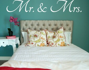 Mr and Mrs Wall Decal, Mr and Mrs Decal, Bedroom Decal, Bedroom Wall Decal, Wall Decor, Couple Wall Decal, Wedding Gift, Vinyl Decal, Decal