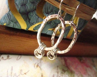 Hoop Earrings, Fine Silver, Elongnated Hoops, candies64