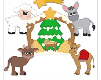 DIGITAL SCRAPBOOKING CLIPART - Winter Village Nativity 2