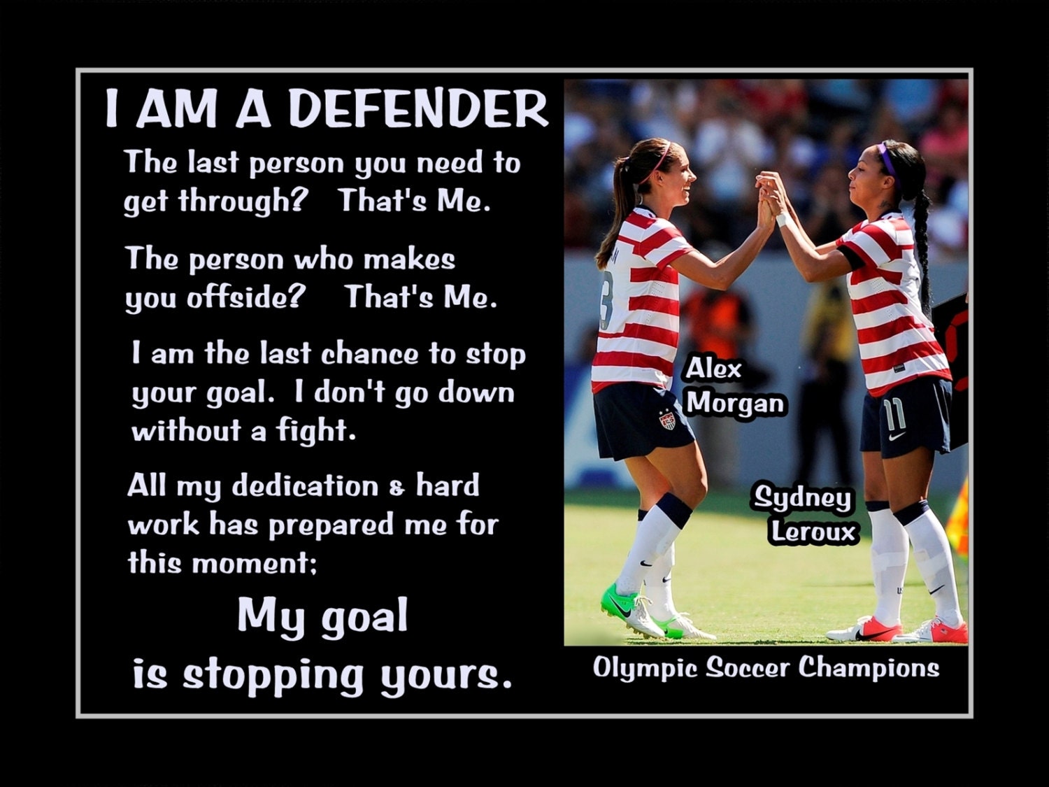Soccer Inspirational Quote Poster Gift Photo Wall Decor