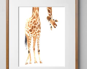 Giraffe PRINTABLE Watercolor-Giraffe Nursery Print, Safari Art, Giraffe Print, Wall Art, Home Decor, Animal Art, Giraffe, Nursery Art