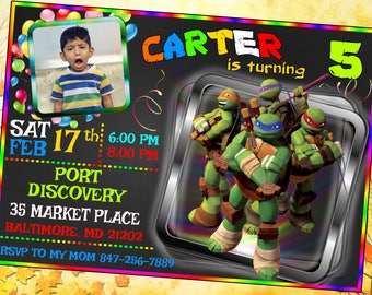 Ninja Turtle Invitation, Ninja Turtles Party, TMNT invitation, Teenage Mutant Ninja Turtle invitations, TMNT Birthday Invitation, Ninja Card