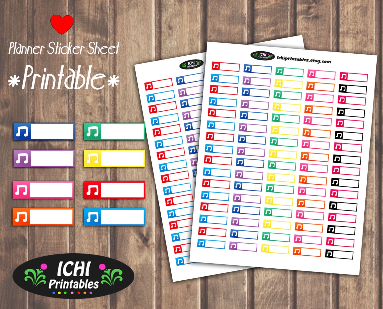 music printable planner stickers music box label planner