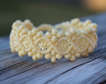 Micro-Macrame Beaded Bracelet - Ivory