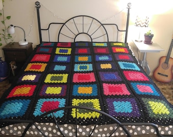 Handmade Crochet Granny Square afghan, Blanket, Throw