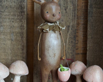 Easter, Bunny, Chocolate, Spring, Folk Art, Paperclay