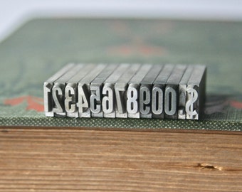Vintage Letterpress Numbers with Dollar Sign and Decimal Point for Printing and Stamping