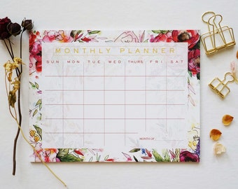Floral calendrier, tapis de bureau, bureau de calendrier mensuel, Agenda
