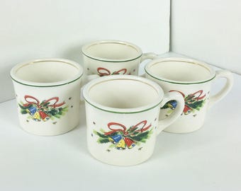 Four (4) Vintage Salem China "Christmas Eve" Schreckengost Eggnog Cups