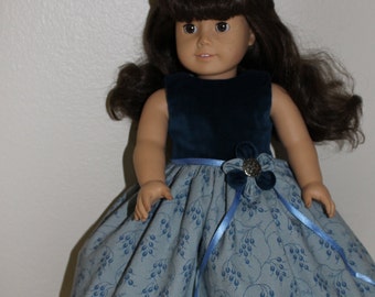 Velvet dress with underskirt for 18 inch doll