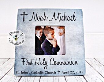 ON SALE First Communion Picture Frame, First Holy Communion, Gift for First Communion, Communion Gift for Boy, Child's First Communion