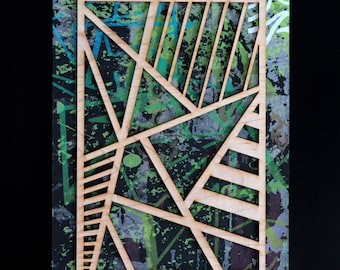 Laser Cut Layered Screen Print 'Stripes & Angles' 5"x7"