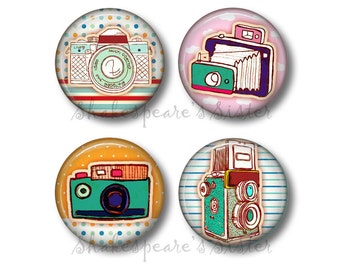 Retro Camera Magnets - Fridge Magnets - Camera Decor - 4 Magnets - 1.5 Inch Magnets - Kitchen Magnets