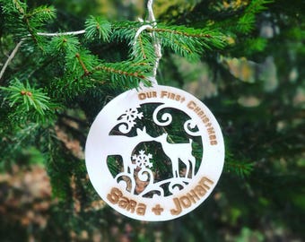 Personalized Christmas ornament, Just married ornament, Wedding ornament, Christmas tree ornament, Mr and Mrs ornament, Wedding ornament