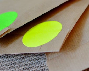 50 Fluorescent circle, Neon yellow sticker, 40mm, geometric