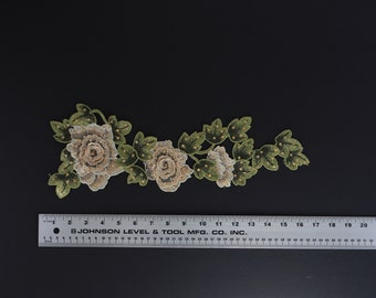 3d Yellow gold flower branch lightly beaded