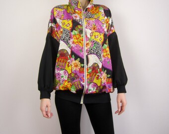 vintage 80's multi colour retro windbreaker bomber jacket